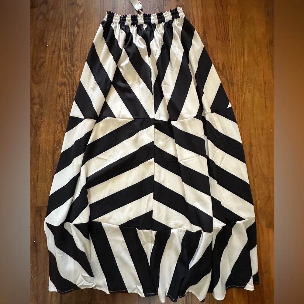 Black and White Striped Women's Skirt